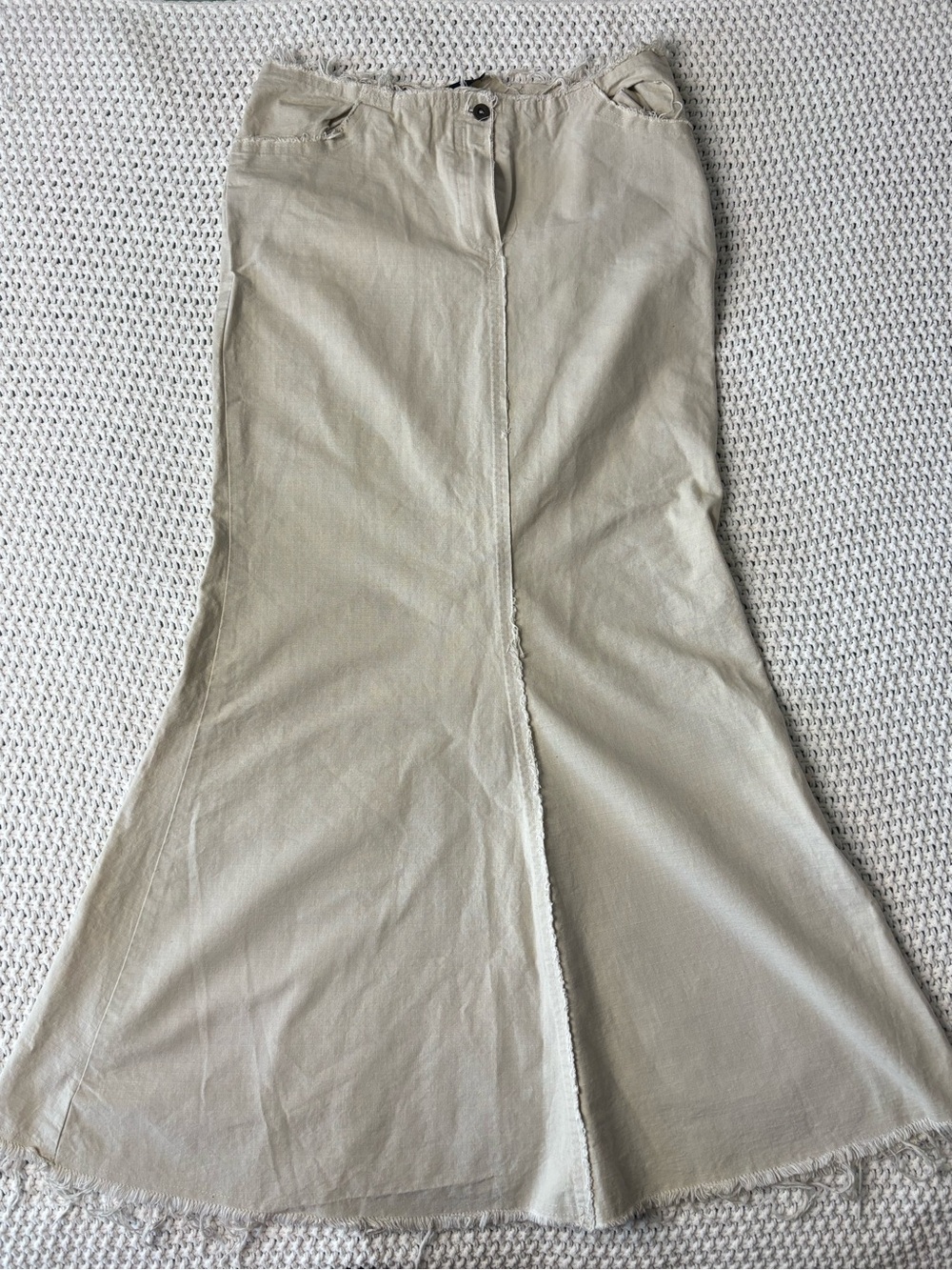 Beige Flared Maxi Skirt